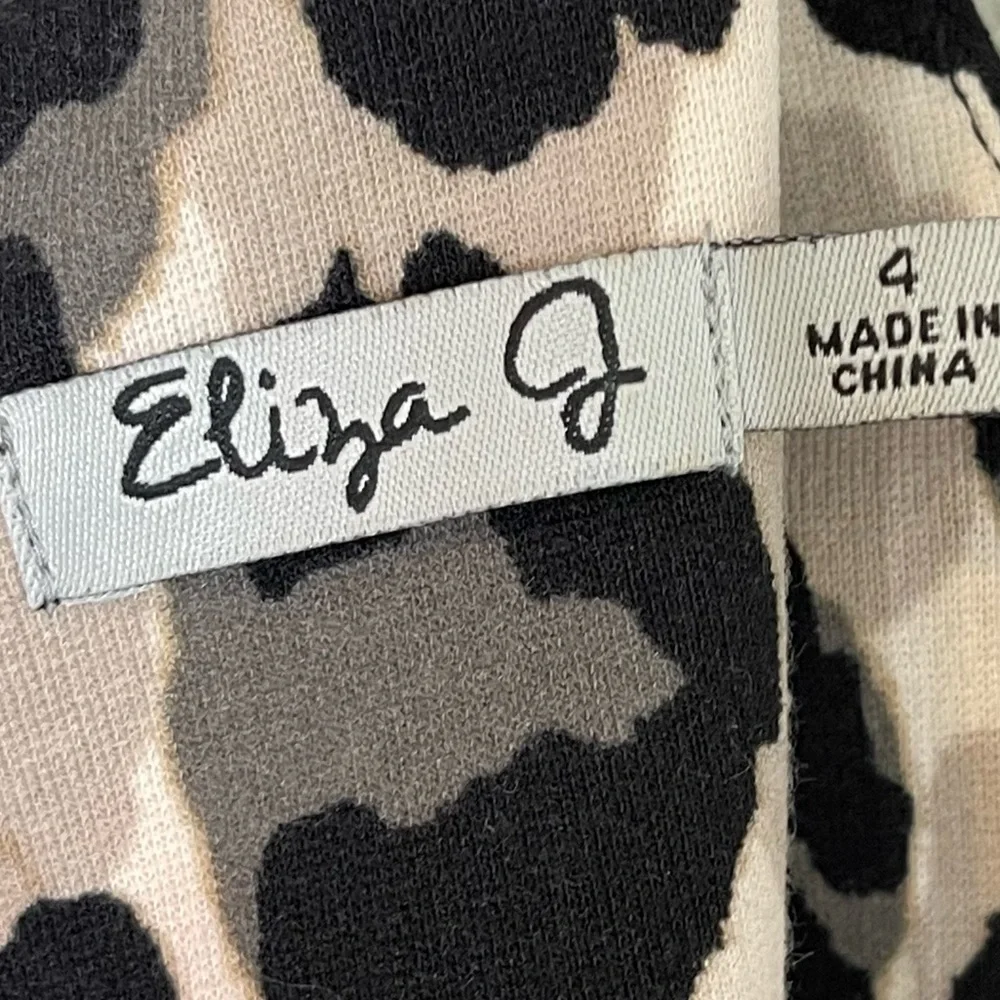 Eliza J Leopard Print Short Sleeve Fit & Flare Mini Dress Size 4 Tan Black - Picture 9 of 11